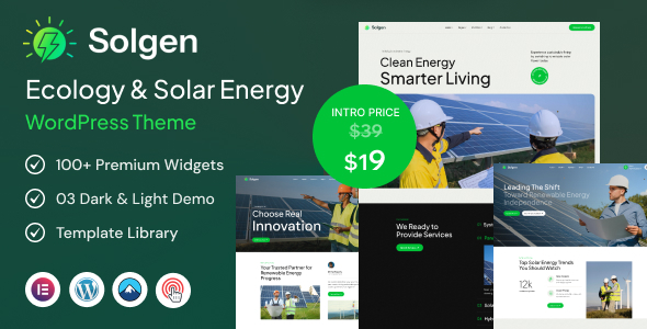 Solgen v1.0.0 – Ecology & Solar Energy WordPress Theme
