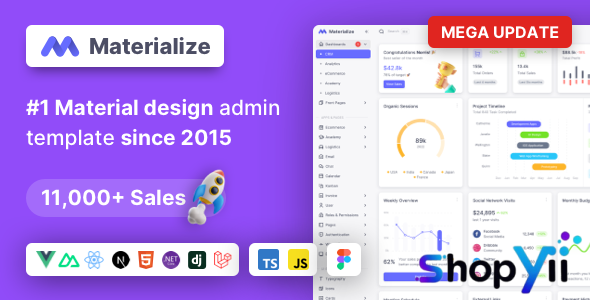 Materialize v13.8.0 - Next.js, Vuejs, Nuxt, HTML, Laravel, Django, Asp.Net Material Design Admin Template