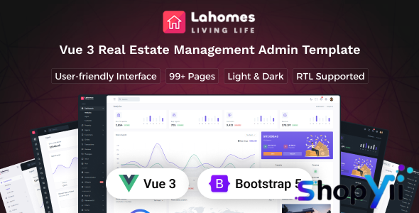 Lahomes - Vue 3 Real Estate Management Admin Dashboard