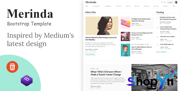 Merinda - HTML Personal Blog Template inspired by Medium