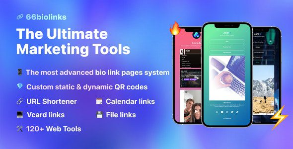 66biolinks 59.0 Extended – Bio Links, URL Shortener, QR Codes & Web Tools (SAAS)