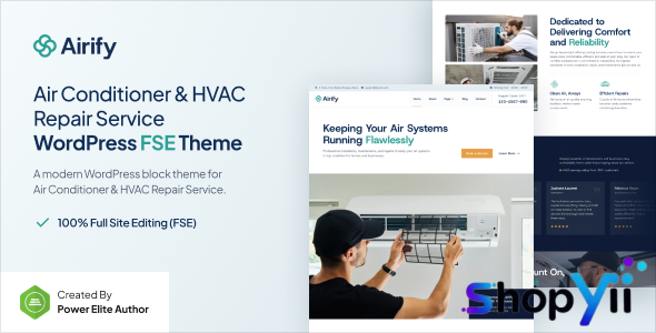 Airify v1.0.0 – HVAC Repair Service FSE WordPress Theme