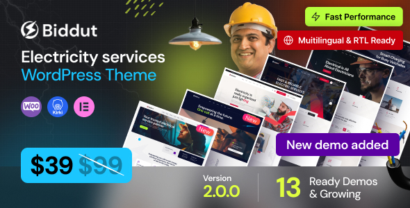 Biddut v1.0.6 - Electricity Services WordPress Theme