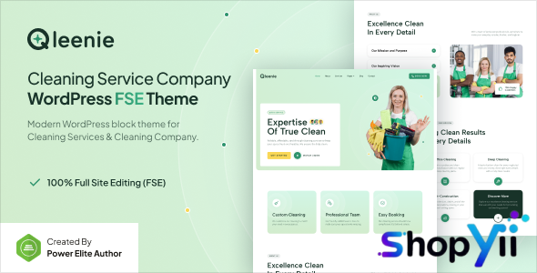 Qleenie v1.0.0 – Cleaning Service Company FSE WordPress Theme