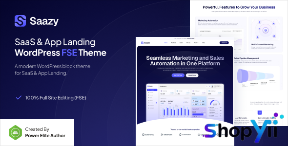 Saazy v1.0.1 - SaaS & App Landing Page FSE WordPress Theme