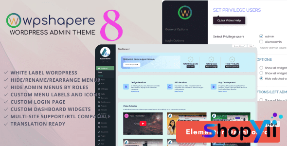 WordPress Admin Theme – WPShapere 8.0.0