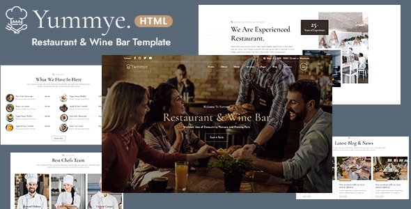Yummye - Restaurant & Wine Bar HTML Template