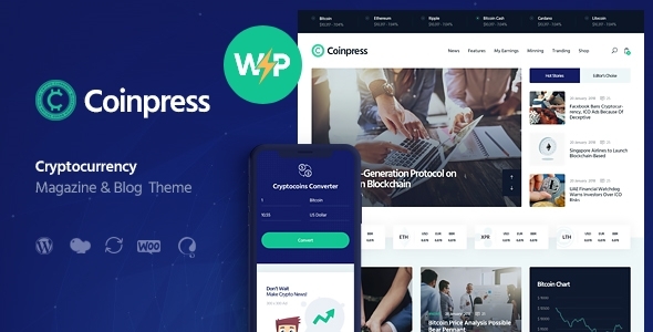 Coinpress v1.0.14 - ICO Cryptocurrency Magazine & Blog WordPress Theme