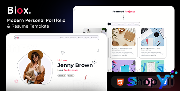 Biox - Personal Portfolio HTML Tailwind CSS Template