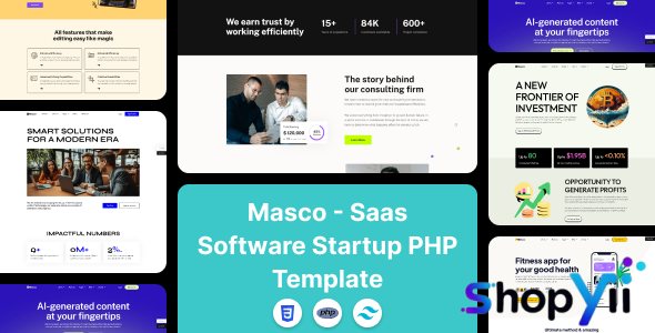 Masco - Saas Software Startup Tailwind PHP Template