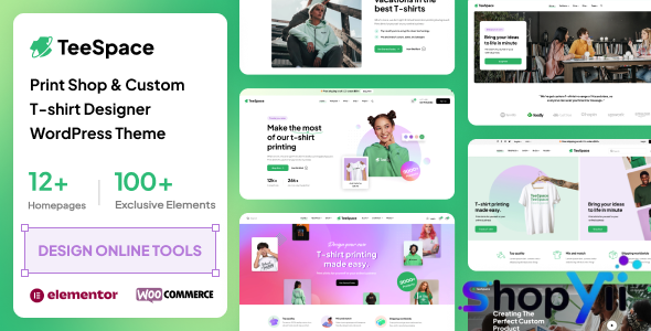 TeeSpace v1.6.6 - Print Custom T-shirt Designer WordPress theme