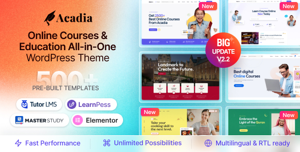 Acadia v2.2.8 - Education WordPress Theme For University & Online Course