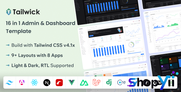 Tailwick v2.0 - Tailwind, React, Next.js, Angular, Vue Nuxt, Laravel, Rails Admin Dashboard HTML Template