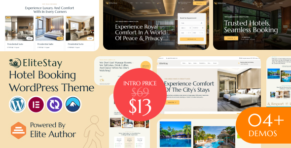 EliteStay v1.0.0 - Hotel Booking WordPress Theme