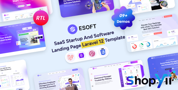 eSoft v1.0 - Laravel 12 SaaS Startup & Software Landing Page Template