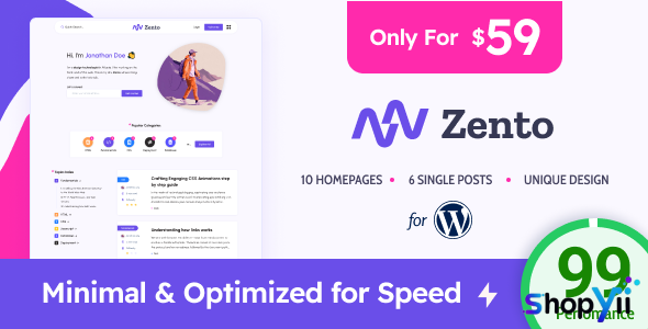 Zento v1.4.1 - Modern & Lightweight Blog for WordPress