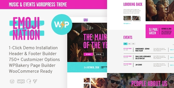 EmojiNation v1.0.6 - Night Club & Concert Event WordPress Theme