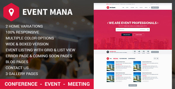 EventMana v1.9.2 - Event Management WordPress Theme