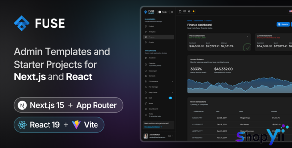 Fuse v8.2.1 - React Admin Template Redux Toolkit Material Design React Hooks