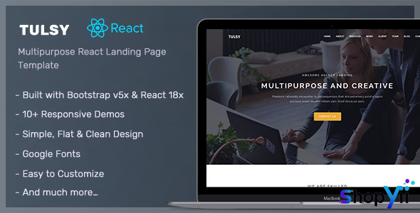 Tulsy - Multipurpose React Landing Page Template