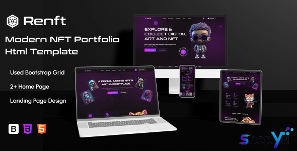 Renft - NFT Portfolio landing page HTML Template