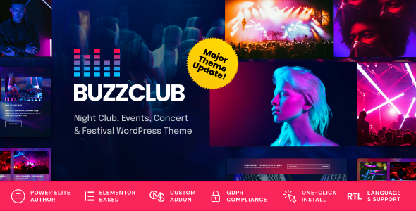 Buzz Club v2.0.4 - Night Club, DJ & Music Festival Event WordPress Theme