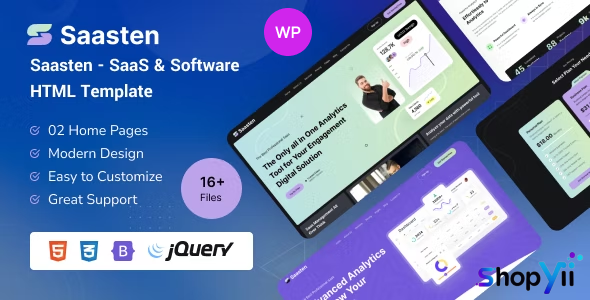 Saasten v1.0 - SaaS & Software Landing WordPress Theme