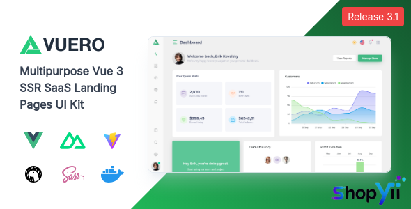 Vuero v2.6.1 - VueJS 3 Admin and Webapp UI Kit