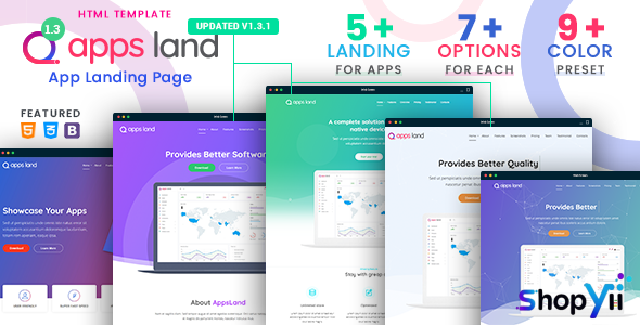AppsLand v1.3.1 - App Landing Page HTML Template